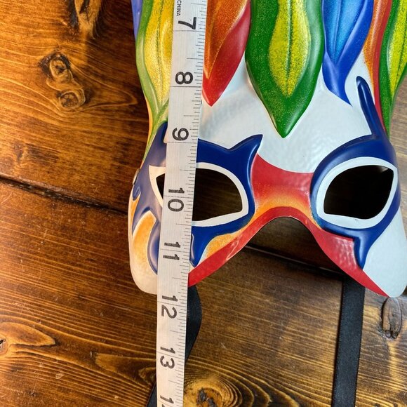 Cirque Du Soleil Mask Varekai Rainbow Flame Multi-Color Feathers - Picture 4 of 5